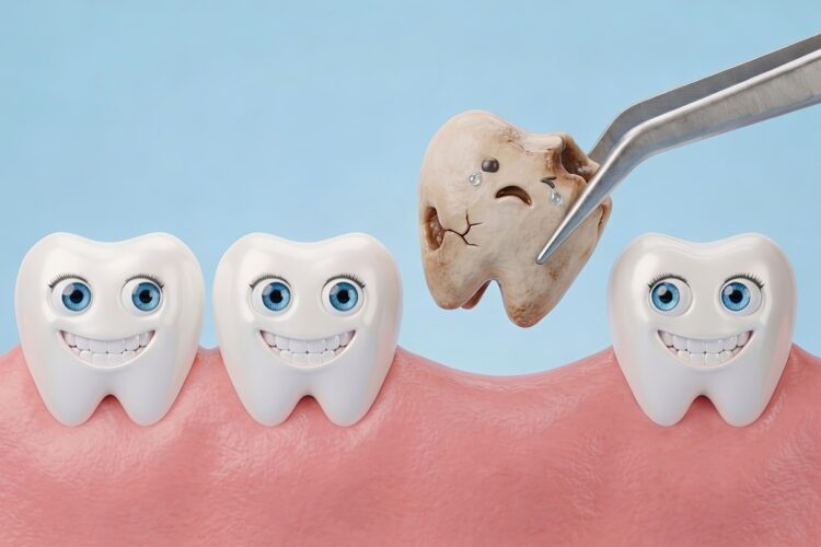 Tooth Extraction and Healthy Smile Concept 3D Illustration